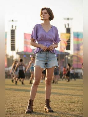 Cupid’s Diary| Lavender Boho Peplum Top| Size Large|  Festival Cottagecore| NWOT